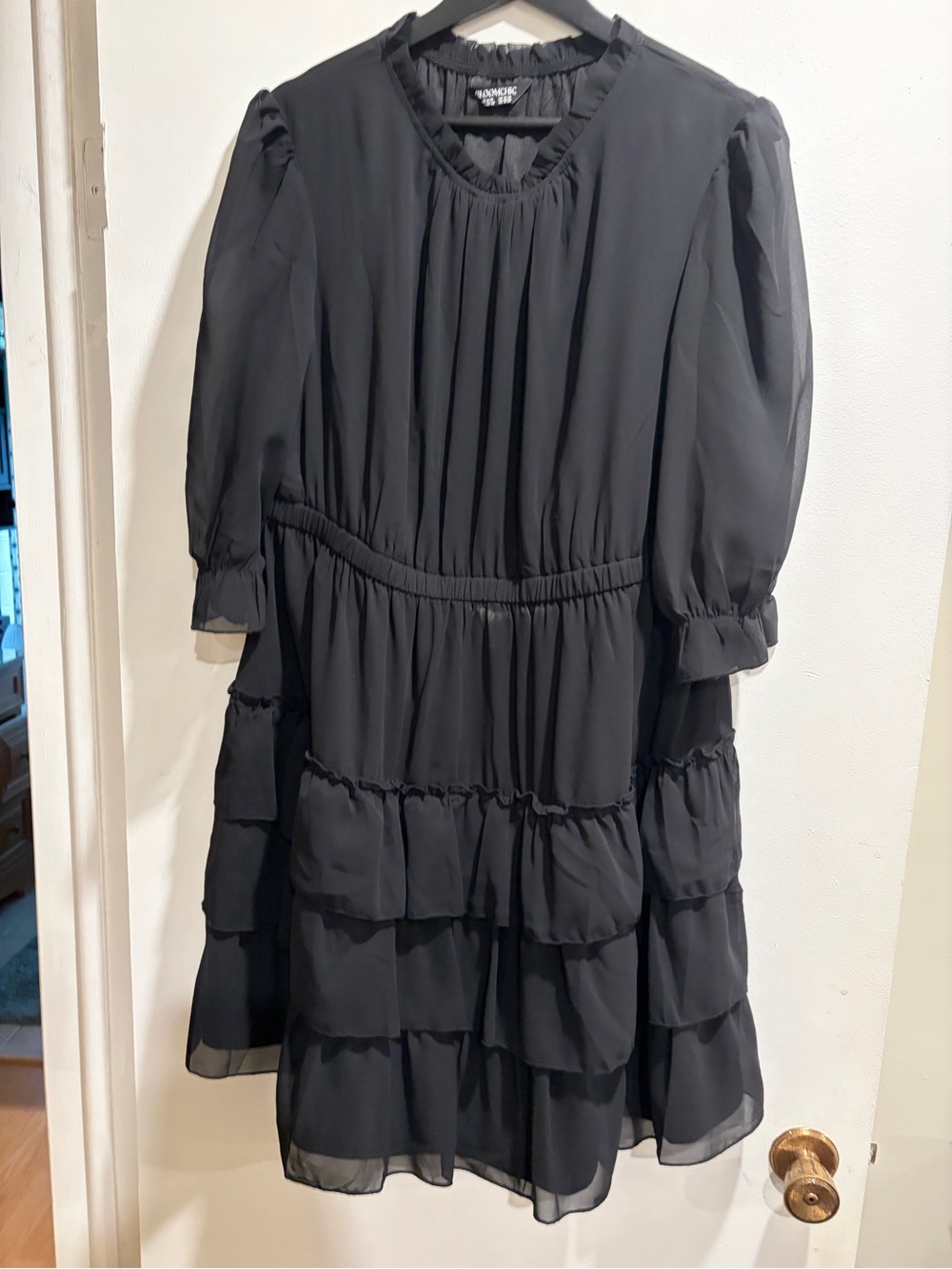 BloomChic Black Tiered Ruffle Chiffon Dress for Girls